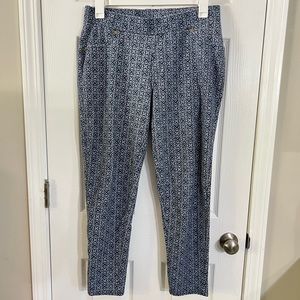 MICHAEL Michael Kors Blue/White Skinny Pull-On Ankle Pants - Size 1x